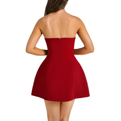 Fashion Tube Dress Summer Solid Color Sasual Backless Slim Short Dresses Party Womens Clothing