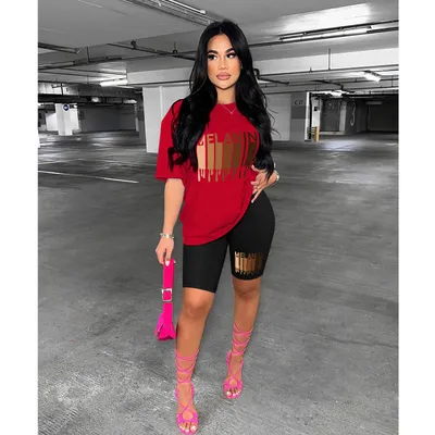 Women's Printed Short-sleeved Shorts Two-piece Set