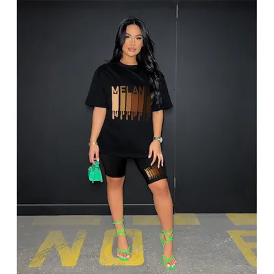 Women's Printed Short-sleeved Shorts Two-piece Set