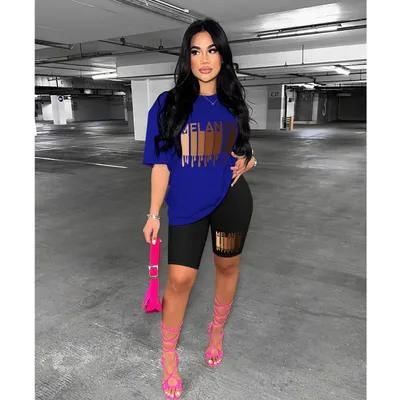 Women's Printed Short-sleeved Shorts Two-piece Set