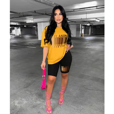 Women's Printed Short-sleeved Shorts Two-piece Set