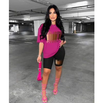 Women's Printed Short-sleeved Shorts Two-piece Set