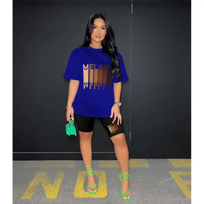 Women's Printed Short-sleeved Shorts Two-piece Set