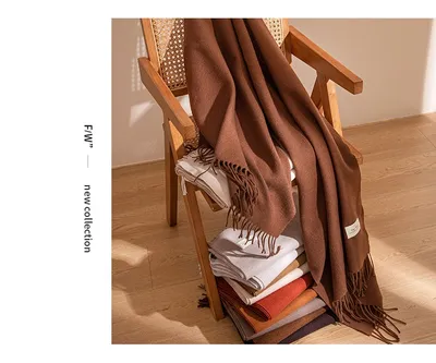 Pure Color Artificial Cashmere Scarf Women's Winter High-grade Shawl