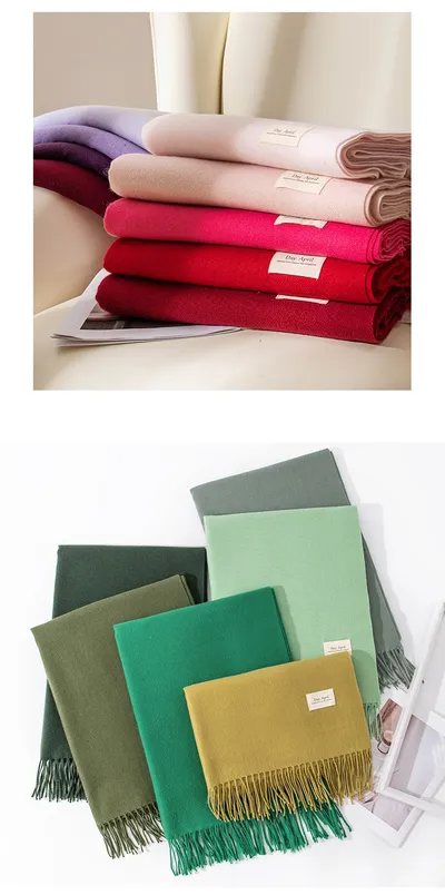 Pure Color Artificial Cashmere Scarf Women's Winter High-grade Shawl