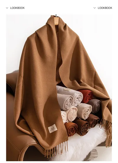 Pure Color Artificial Cashmere Scarf Women's Winter High-grade Shawl