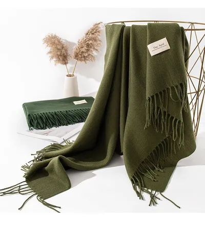 Pure Color Artificial Cashmere Scarf Women's Winter High-grade Shawl
