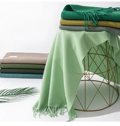 Pure Color Artificial Cashmere Scarf Women's Winter High-grade Shawl