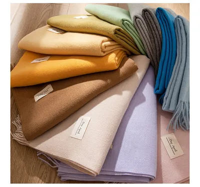 Pure Color Artificial Cashmere Scarf Women's Winter High-grade Shawl