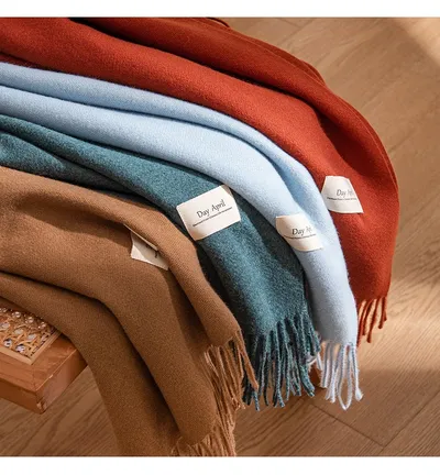 Pure Color Artificial Cashmere Scarf Women's Winter High-grade Shawl