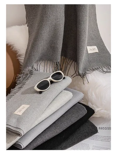 Pure Color Artificial Cashmere Scarf Women's Winter High-grade Shawl