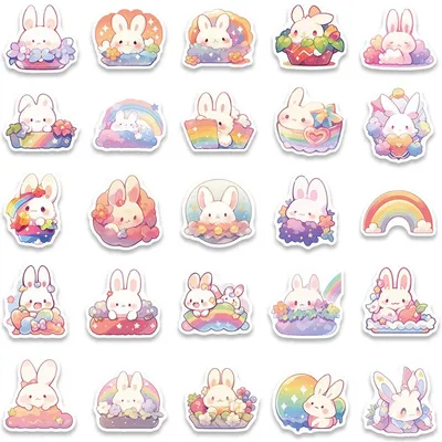 Fashion Rainbow Bunny Stickers Luggage Waterproof
