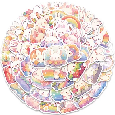 Fashion Rainbow Bunny Stickers Luggage Waterproof