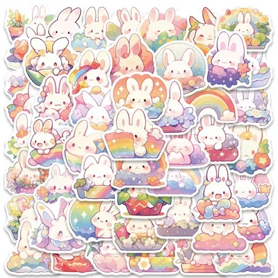 Fashion Rainbow Bunny Stickers Luggage Waterproof