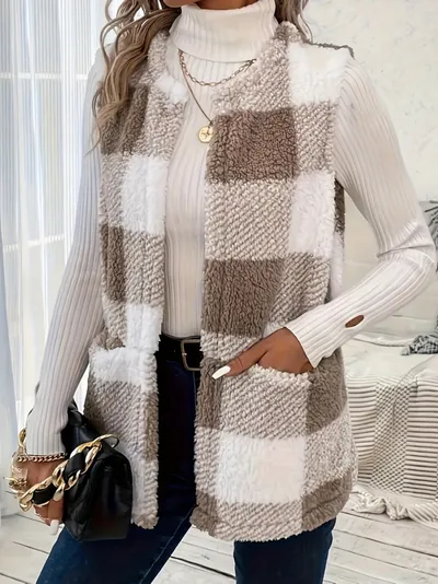 Women's Winter Thick Warm Wool Sleeveless Vest Jacket