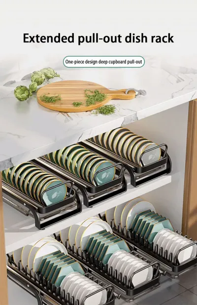 Kitchen Pull-Out Bowl And Dish Rack Cabinet Storage Rack Household Tableware Bowl And Dish Partition Multi-Layer Drawer Storage