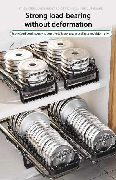 Kitchen Pull-Out Bowl And Dish Rack Cabinet Storage Rack Household Tableware Bowl And Dish Partition Multi-Layer Drawer Storage