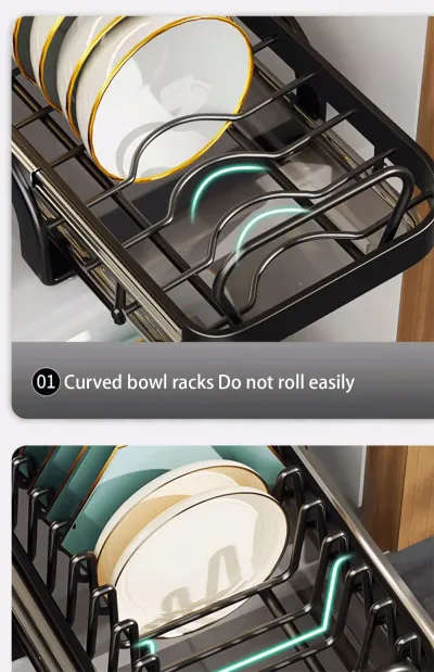 Kitchen Pull-Out Bowl And Dish Rack Cabinet Storage Rack Household Tableware Bowl And Dish Partition Multi-Layer Drawer Storage