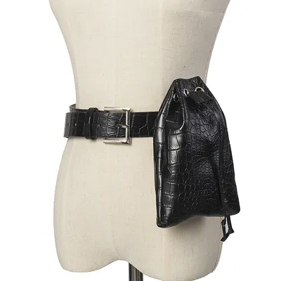 Women's snake print vertical belt bag