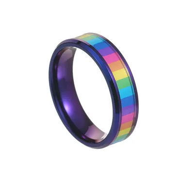 Men's Titanium Steel Rainbow Flag Ring