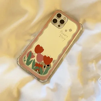 Mirror Tulip Flower Pattern Silicone Phone Case