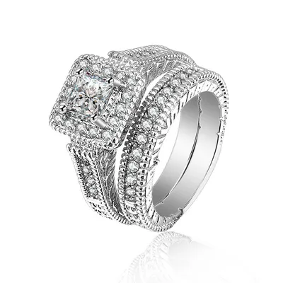 S925 Silver Ring Women's Fashion Original Design Square Diamond