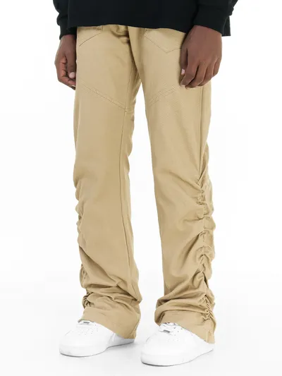 High Street Trendy Two-tone Pleated Casual Pants