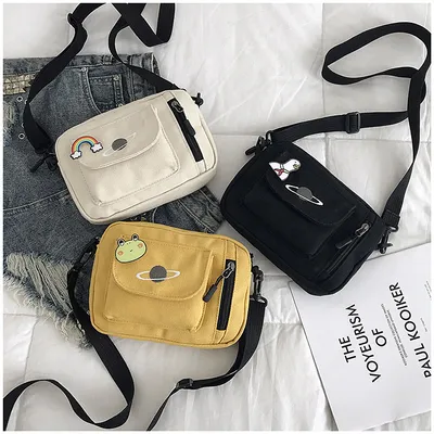Embroidered Planet Canvas Small Square Bag Lady