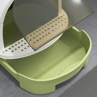 Green Cat Litter Box With Lid, Scoop, Deodorizing Bags