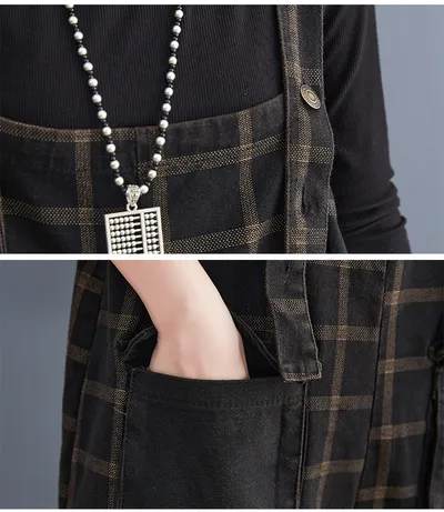 Korean Version Of The New Large Size Printing Check Denim Strap