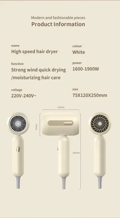 F41 Hair Dryer 1900W High-Speed Electric Turbine Airflow Low Noise Constant Temperature And Quick