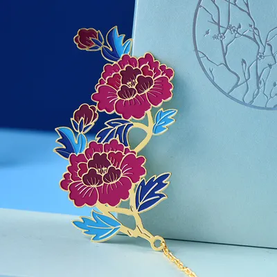 Flowers Bloom Rich Enamel Craft Metal Hollow Bookmark