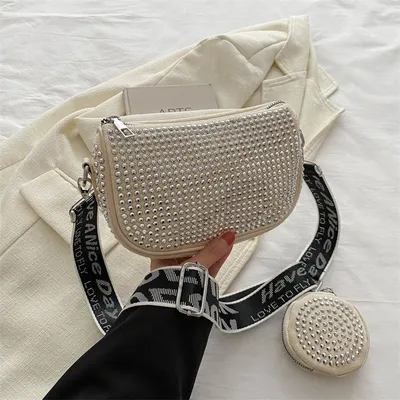 Rhinestone Shoulder Bag With Small Purse Fashion Party Underarm Crossbody Bag For Women Luxury
