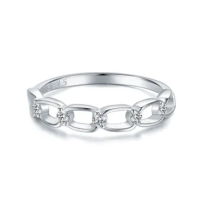 Women's Sterling Silver Chain Micro Set Zircon Ring
