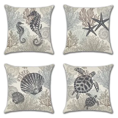 Home American Ocean Style Linen Pillow Cover