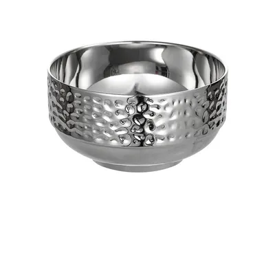 Stainless Steel Double-layer Anti-scald Household Rice Bowl Diamond Pattern