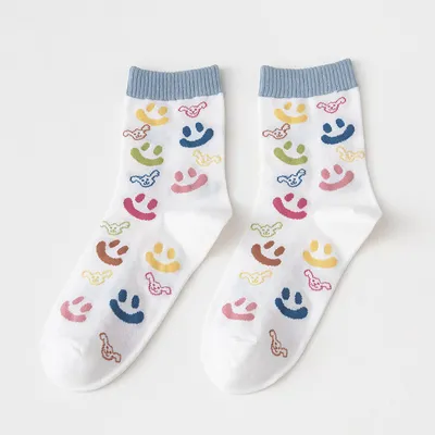 Blue Cute Rabbit Cartoon Tube Socks Cotton Socks