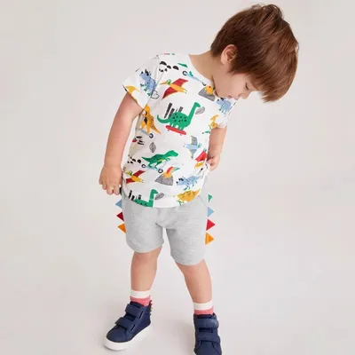 Children's Cartoon Printed Short Sleeve Suit