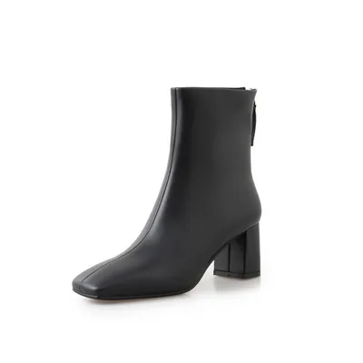 Elegant Intellectual And Simple Basic Cowhide Boots