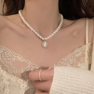 Cat's Eye Pearl Necklace For Women