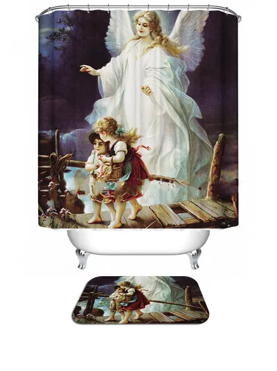Custom Printed Digital Bathroom Waterproof Toilet Curtain