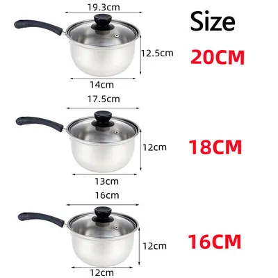 Set Of 3 Induction Non Stick Stainless Steel Cookware Kitchen Glass Lids Pot Pan