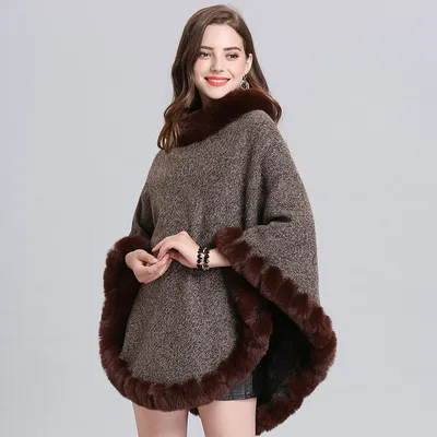 Knit sweater cloak shawl coat women