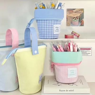 Foldable Standing Pencil Pen Case With Compartments Large Capacity Pencil Pouch Bag School