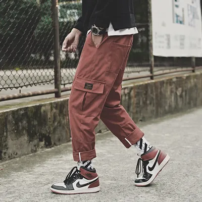 Men's Trousers Overalls Plus Size Cropped Trousers Casual Pants Men's Small Feet Long Pants