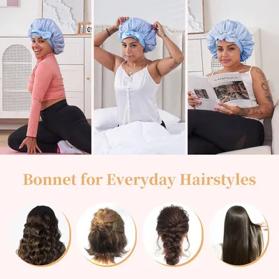 Silk Bonnet, Satin Hair Bonnet For Sleeping For Wavy Curly Natural Hair