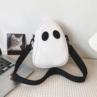 1Pcs Halloween Cute Ghost Purse PU Leather Crossbody Bag Shoulder Bag For Women's Spooky Trick Treat
