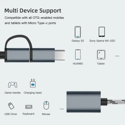 MICROOTG 2-in-1 USB Adapter Cable Support
