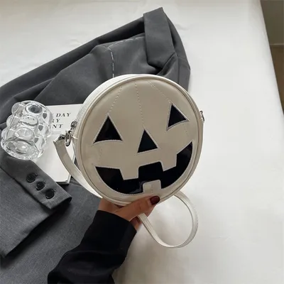 Halloween Pumpkin Small Round Bag Girls Funny Cute Shoulder Bag Personality Creative Messenger