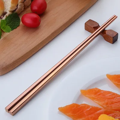 Stainless Steel Tableware Square Chopsticks Metal Plated Custom Gift Square